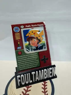1999 BLUE Topps Pokemon TV Animation Ash Ketchum Series 1 Foil #TV1 - Image 2