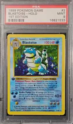 Blastoise Holo #2/102 - 1999 Pokemon Base Set - 1st Edition - PSA 9. - Image 1