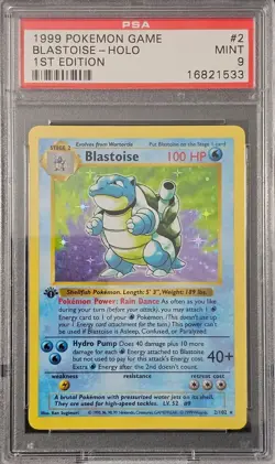 Blastoise Holo #2/102 - 1999 Pokemon Base Set - 1st Edition - PSA 9. - Image 2