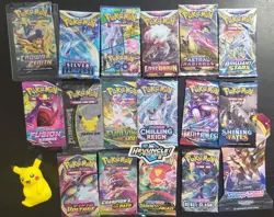 Pokemon Complete Sword & Shield Era Pack Sampler - 17 Booster Pack Sealed Lot - Image 1