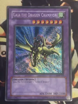 Yugioh: Gaia the Dragon Champion - LOB-125 Secret Rare Reverse Foil Error MP - Image 1