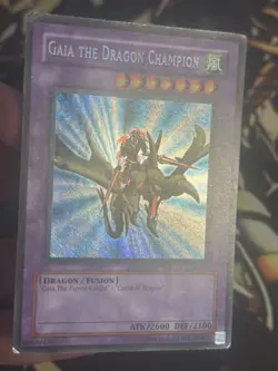 Yugioh: Gaia the Dragon Champion - LOB-125 Secret Rare Reverse Foil Error MP - Image 3