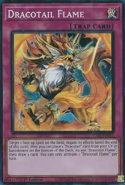Dracotail Flame (Super Rare) JUSH-EN011 Justice Hunters 1st Edition SR NM Yugioh - Image 1