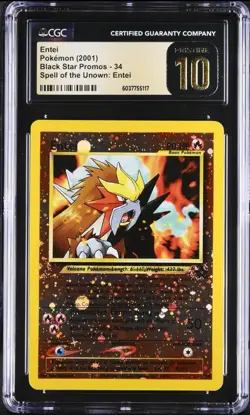 CGC 10 PRISTINE Entei 2001 Black Star Movie Promo 34 Reverse Holo Pokemon Card - Image 1