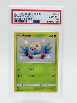 Pokemon Rowlet Sun & Moon Hidden Fates Shiny Vault Holo SV2/SV94 PSA 10 - Image 1