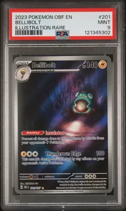 2023 POKEMON OBF EN-OBSIDIAN FLAMES ILLUSTRATION RARE #201 BELLIBOLT PSA 9 - Image 1
