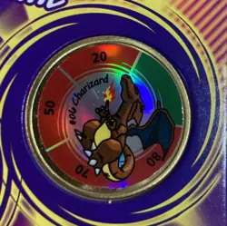 1999 Hasbro Pokemon Battling Gold Coin Game Nintendo Charizard #06 RARE Used - Image 2