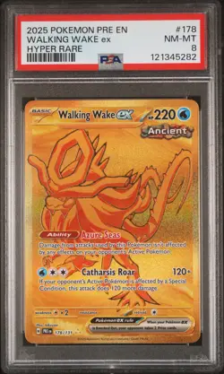 2025 POKEMON PRE EN-PRISMATIC EVOLUTIONS HYPER RARE #178 WALKING WAKE EX PSA 8 - Image 1