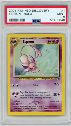 2001 Pokemon Neo Discovery Espeon #1 Holo PSA 9 - Image 1