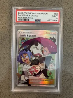 Pokemon Jesse & James Full Art Trainer PSA 9 Sun And Moon Hidden Fates 68/68 MT - Image 1