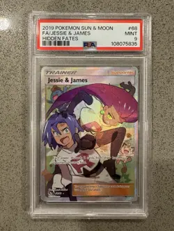 Pokemon Jesse & James Full Art Trainer PSA 9 Sun And Moon Hidden Fates 68/68 MT - Image 1