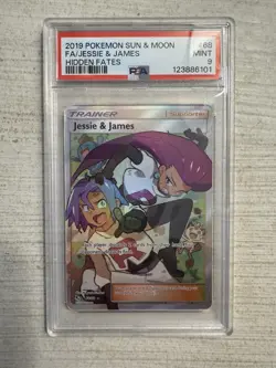 Pokemon Jesse & James Full Art Trainer PSA 9 Sun And Moon Hidden Fates 68/68 MT - Image 1