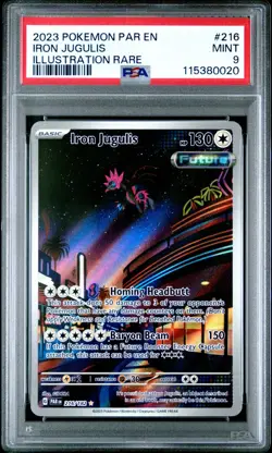 2023 Pokemon Iron Jugulis 216/182 #216 Paradox Rift Illustration Rare PSA 9 Gem - Image 1