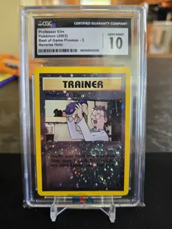 CGC 10 GEM MINT Professor Elm # 3 BEST of Game REVERSE HOLO Promo Pokemon Card - Image 1