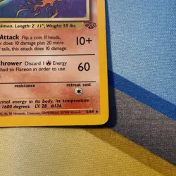 Pokemon TCG Flareon Jungle Holo Card 3/64 1st Edition Holo Rare - Image 5