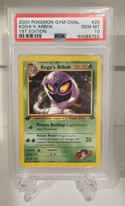 PSA 10 Pokemon Koga's Arbok #25 - 1st Edition Gym Challenge - Image 1