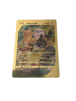 Pikachu V Metal Gold Foil Pokemon Card Fan Art Display Card HP160 - Image 1