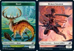 1x Beast (010) // Human Solider (003) Token - Foil MTG Ikoria: Lair of Behemoths - Image 1