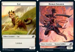 1x Cat (001) // Human Soldier (003) Token - Foil MTG Ikoria: Lair of Behemoths N - Image 1