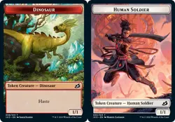 1x Dinosaur (008) // Human Soldier (003) Token - Foil MTG Ikoria: Lair of Behemo - Image 1