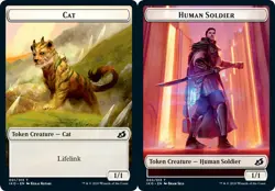 1x Cat (001) // Human Soldier (005) Token - Foil MTG Ikoria: Lair of Behemoths N - Image 1