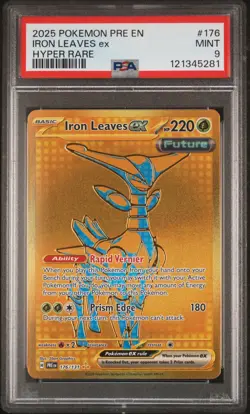 2025 POKEMON PRE EN-PRISMATIC EVOLUTIONS HYPER RARE #176 IRON LEAVES EX PSA 9 - Image 1