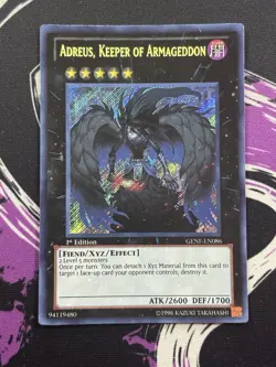 Yugioh Adreus, Keeper of Armageddon GENF-EN086 Secret Rare 1st Edition NM - Image 1