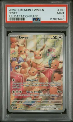 Pokemon Eevee Illustration 188/167 Twilight Masquerade Rare Card IR PSA 9 Mint - Image 2