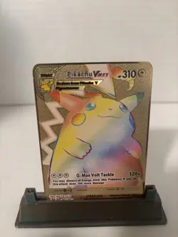 Pokemon Pikachu Vmax Gold Metal Card Collectible Display Card - Image 1