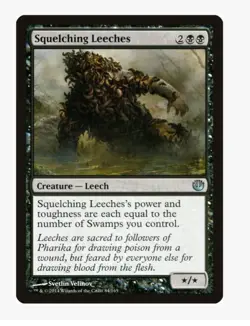 Squelching Leeches #84 Journey Into Nyx (JOU) Card in Protective Sleeve - Image 1