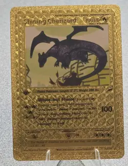 Pokemon Shining Charizard 100hp Gold Foil Fan Art Collector Card TCG - Image 1