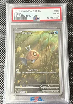 Pokemon TCG Feebas Holo Illustration Rare Card 2024 Surging Sparks PSA 9 - Image 1