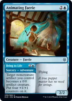 1x Animating Faerie - Foil MTG Throne Of Eldraine NM Magic Foil - Image 1
