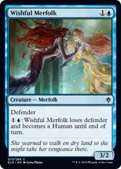 1x Wishful Merfolk - Foil MTG Throne Of Eldraine NM Magic Foil - Image 1