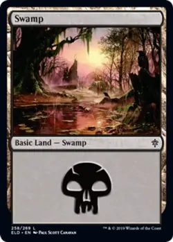 1x Swamp (258/269) - Foil MTG Throne Of Eldraine NM Magic Foil - Image 1