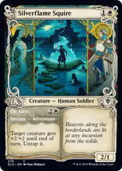 1x Silverflame Squire (279) - Foil - SHOWCASE MTG Throne Of Eldraine NM Magic Fo - Image 1