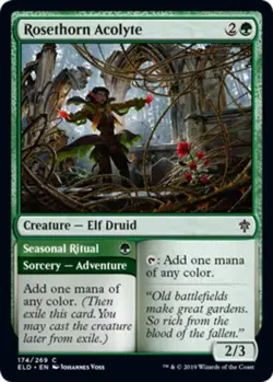 1x Rosethorn Acolyte - Foil MTG Throne Of Eldraine NM Magic Foil - Image 1