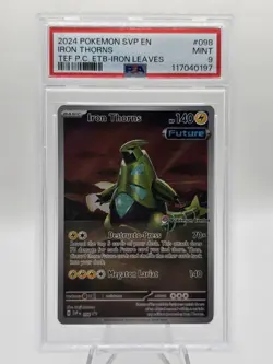 2024 Iron Thorns 98 Pokemon Center Stamped ETB Promo PSA 9 - Image 1