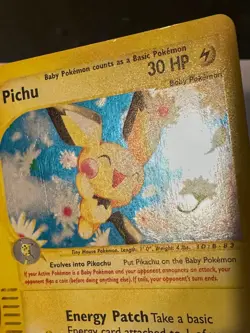 Pokemon -Pichu- 022/165 Expedition Base Set Holo Foil Rare --WITH SWIRL-- (MP) - Image 4