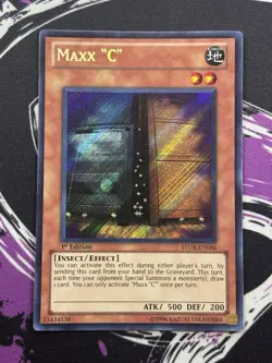 Yugioh Maxx "C" STOR-EN086 Secret Rare 1st Edition NM Storm of Ragnarok - Image 1