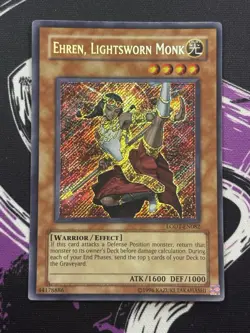 Yugioh Ehren, Lightsworn Monk LODT-EN082 Secret Rare Unlimited NM Original Print - Image 1