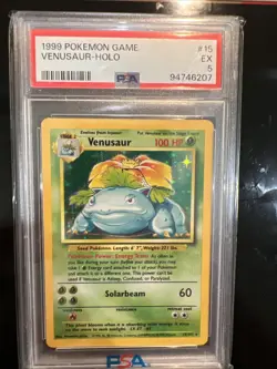 Pokemon TCG Venusaur Base Set Holo Unlimited Rare Card 15/102 Psa 5 - Image 1