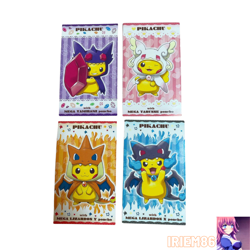 Set 4 Pikachu Poncho Wearing Pokemon Card Vintage Nintendo Bandai Japanese 2015 - Image 1