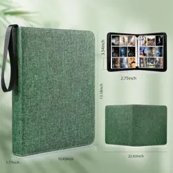 Trading Card Binder Polyester Green 900 Pockets Waterproof Compact Storage - Image 5