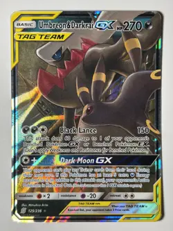 TCG Pokemon Unified Minds Umbreon & Darkrai GX 125/236 Ultra Rare Holo Tag Team - Image 1
