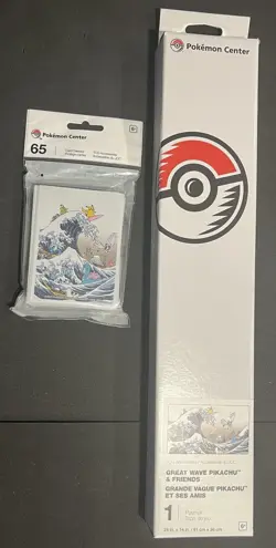 New Sealed Pokemon Center Great Wave Pikachu & Friends Playmat & Card Sleeves - Image 2