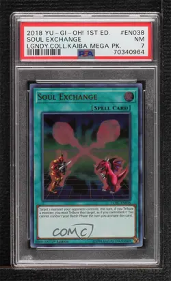 Soul Exchange Ultra Rare 1st Ed. YuGiOh Legendary Collection Kaiba PSA 7 - Image 1
