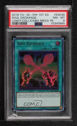 Soul Exchange Ultra Rare 1st Ed. YuGiOh Legendary Collection Kaiba PSA 8 - Image 1