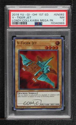 V-Tiger Jet Ultra Rare 1st Ed. YuGiOh Legendary Collection Kaiba PSA 7 - Image 1