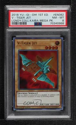 V-Tiger Jet Ultra Rare 1st Ed. YuGiOh Legendary Collection Kaiba PSA 8 - Image 1